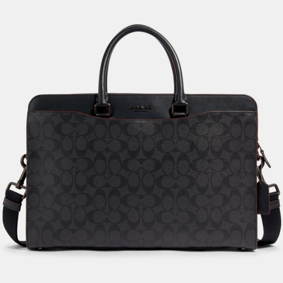 Coach | Bags | Coach Signature Leather Briefcase Laptop Computer ...